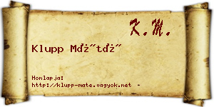 Klupp Máté névjegykártya