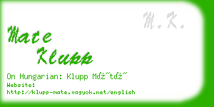 mate klupp business card